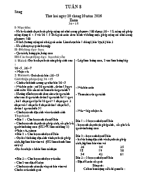 Kế hoạch dạy học tuần 8 lớp 1 - Năm học 2016-2017